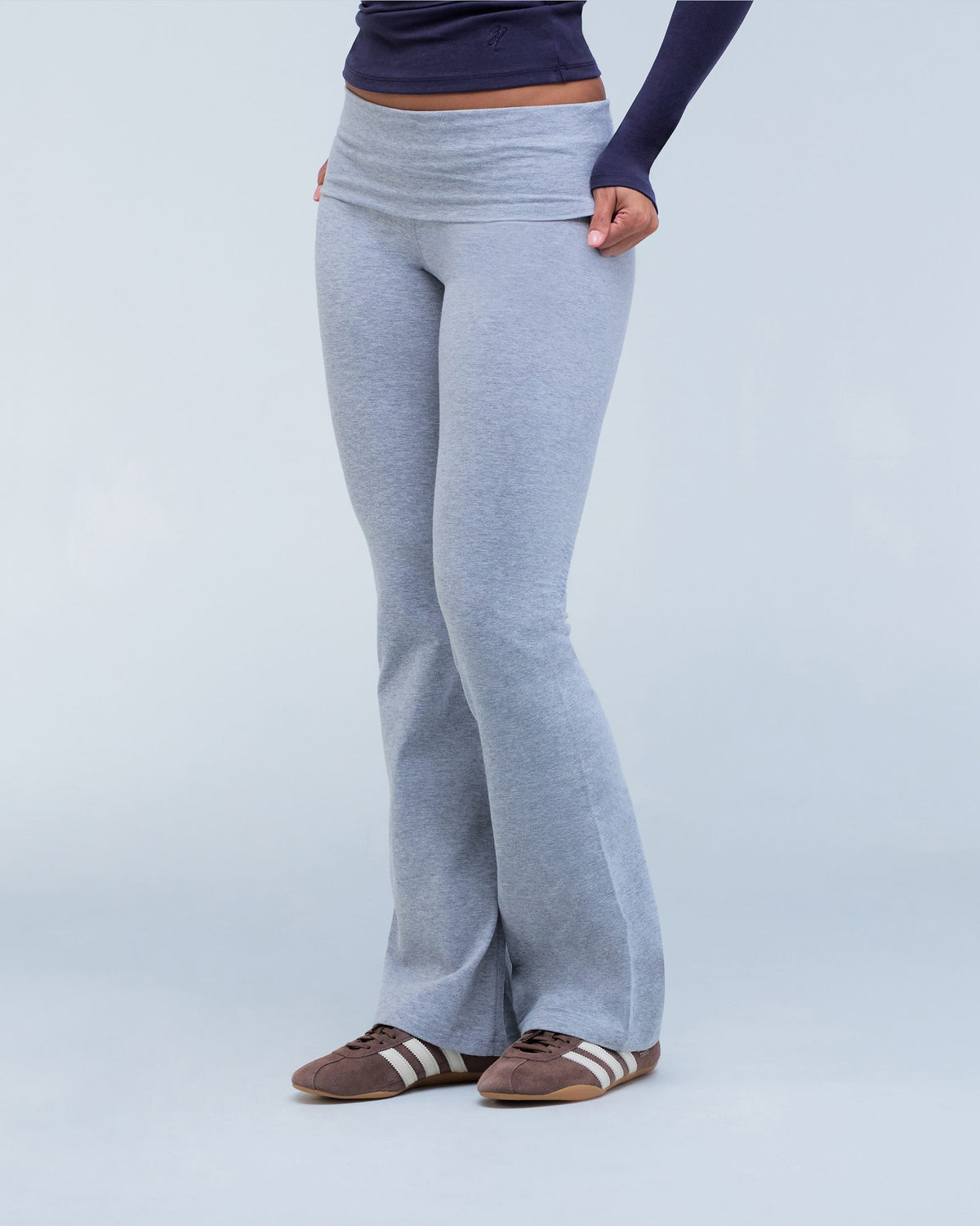 Tally - Fitted Flare Pants with Fold-over Waistband