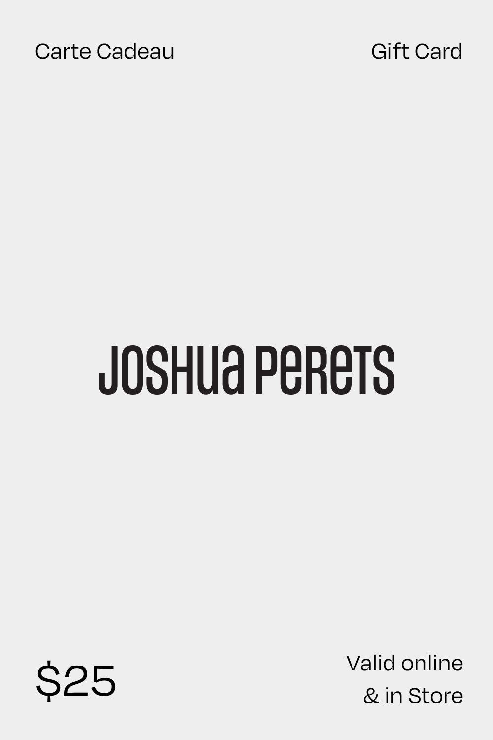 Joshua Perets Physical Gift Card