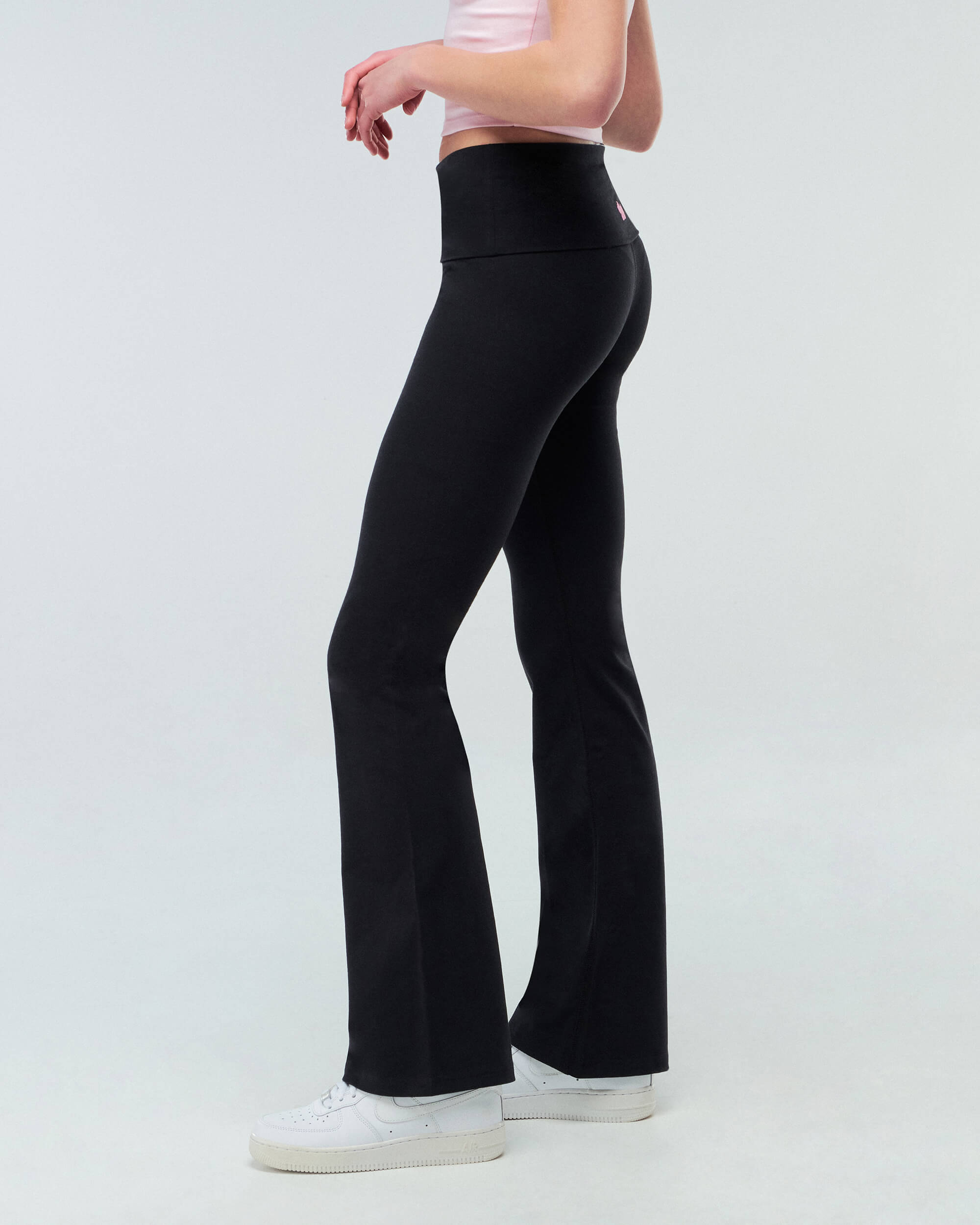 Tally - Fitted Flare Pants with Fold-over Waistband