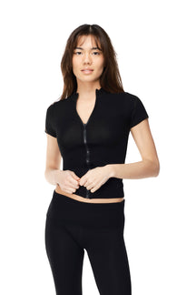 Belen - Fitted Zip Mockneck Top - Soft Sense