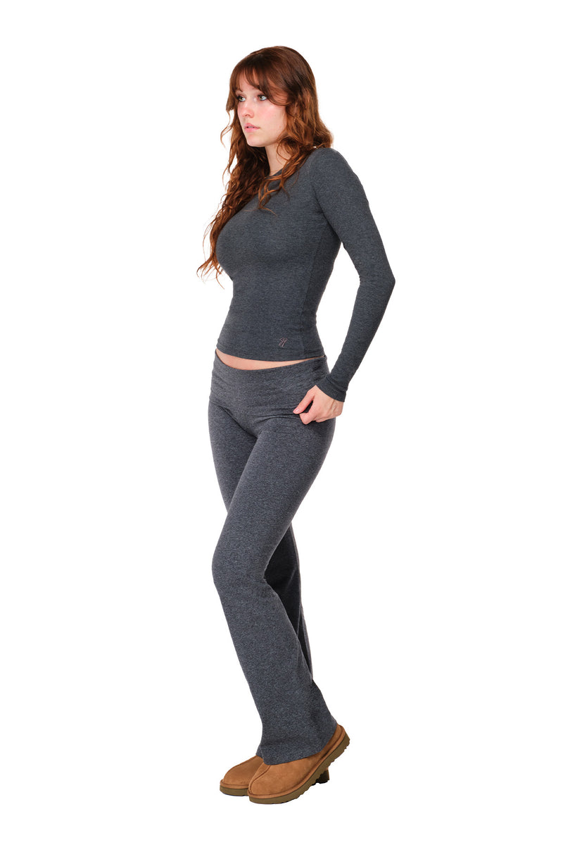 Tally - Fitted Flare Pants with Fold-over Waistband