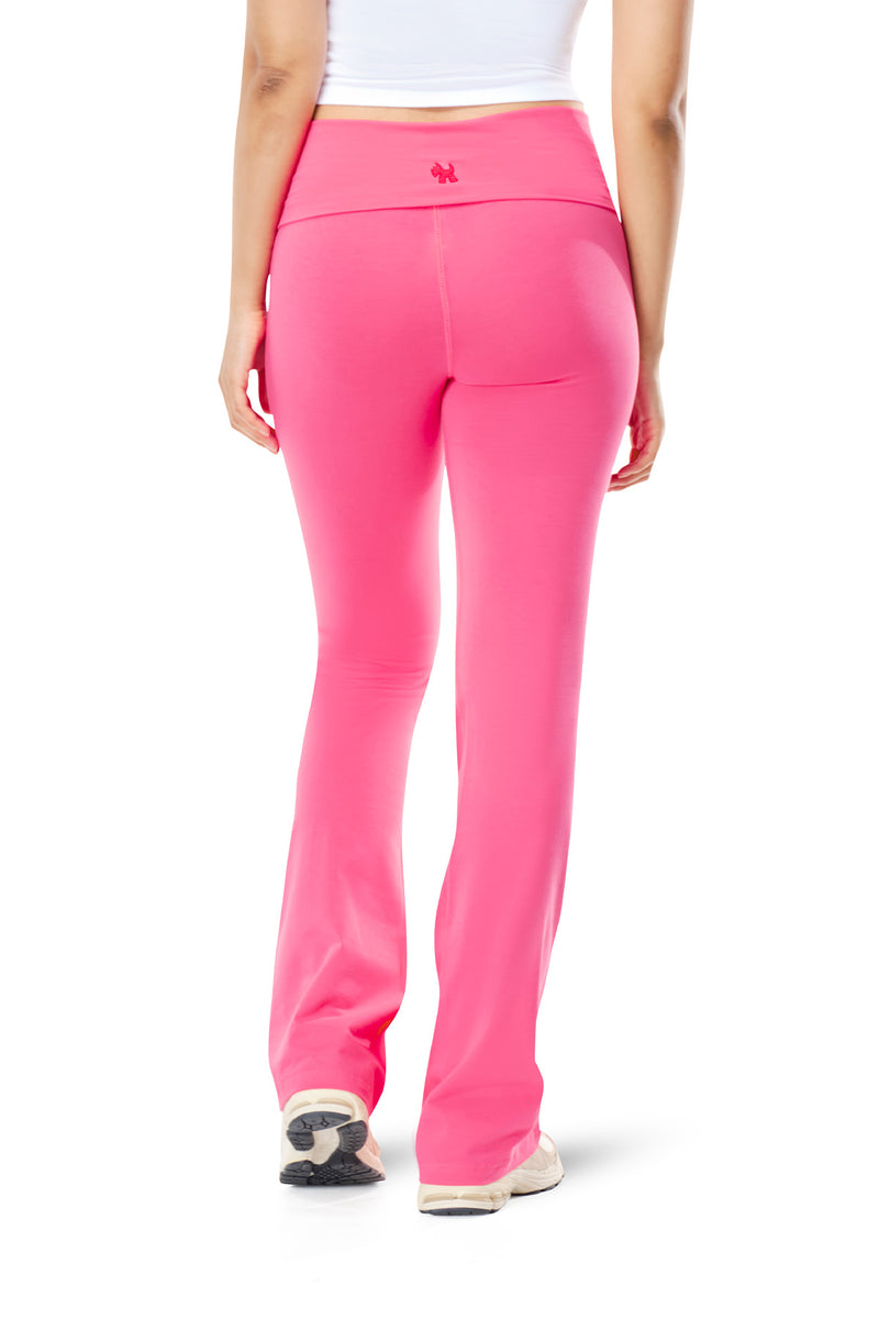 Tally - Fitted Flare Pants with Fold-over Waistband