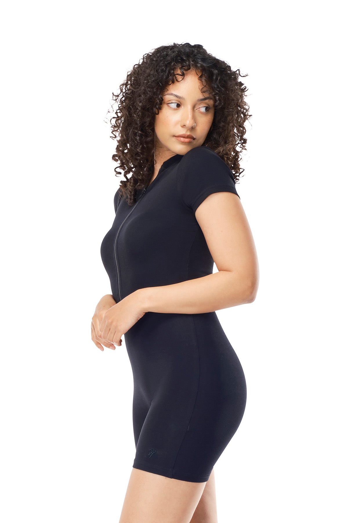Vera - Fitted Zip Body Suit - Cotton Micro-Rib
