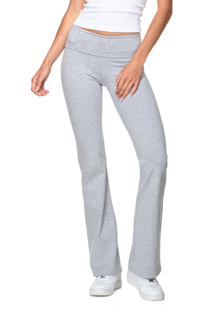 Tally - Fitted Flare Pants with Fold-over Waistband