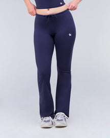 Adley Fitted Low Rise Drawstring Flare Pants in Navy - front