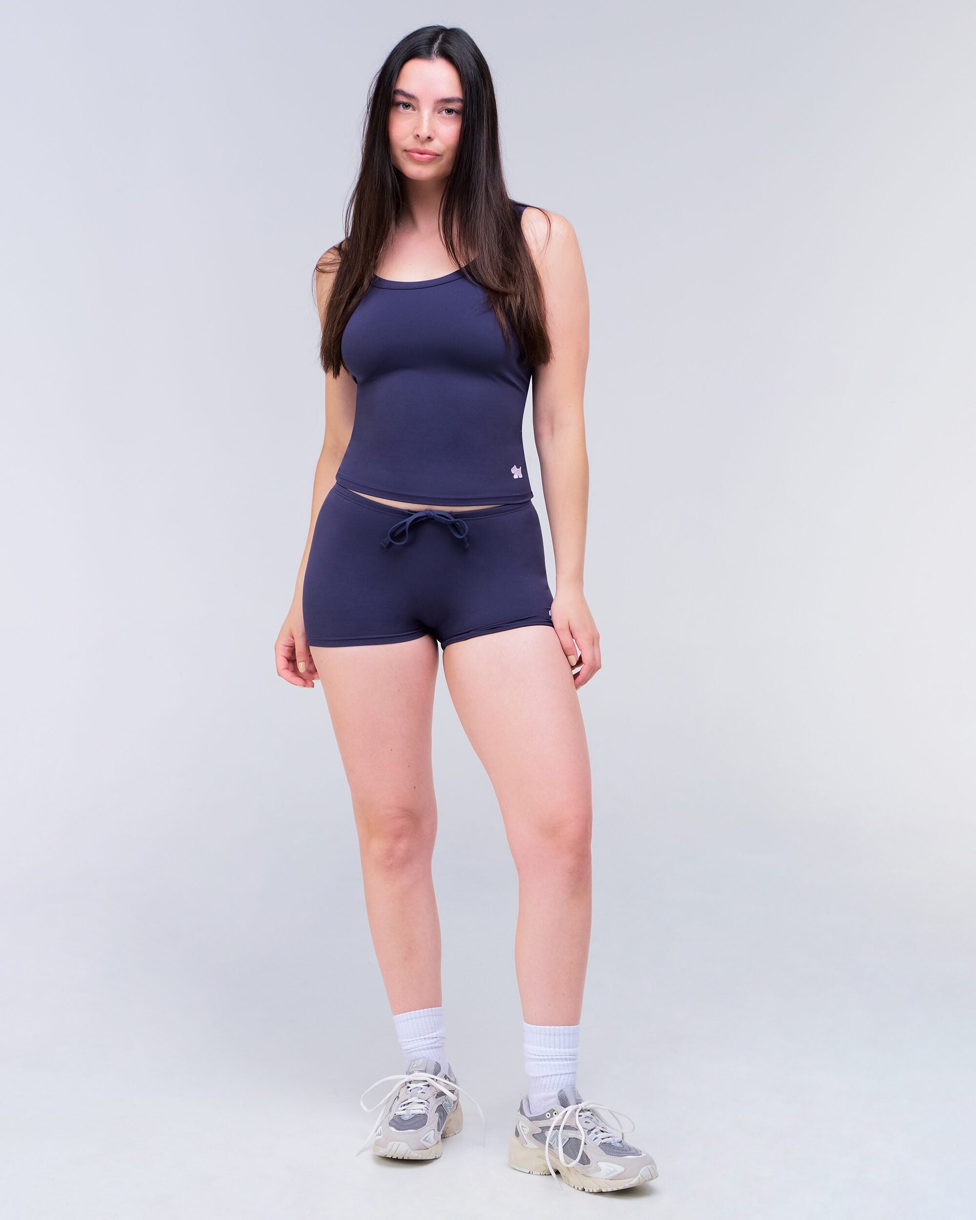 Anais Fitted Scoop Neck Tank Top in Navy - front