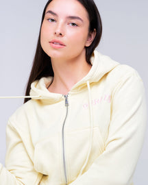Berkley Semi-Fitted Cropped Zip-Up Hoodie in Yellow - front