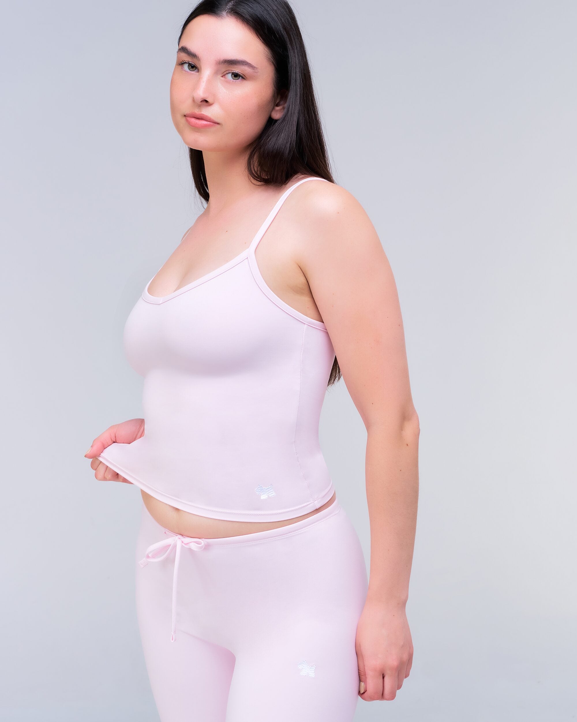 Canly Fitted V-Neck Camisole in Baby Pink - side