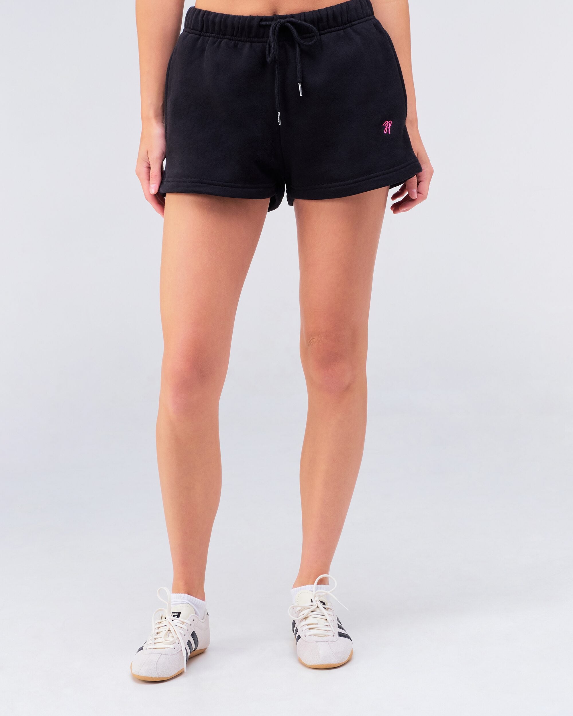 Danna relaxed sweat short in black, front view