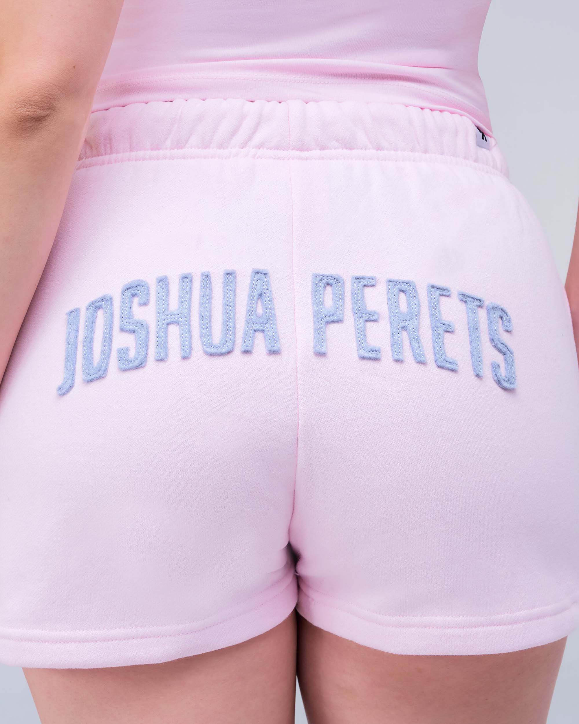 Danna Relaxed Sweat Short in Baby Pink - back logo