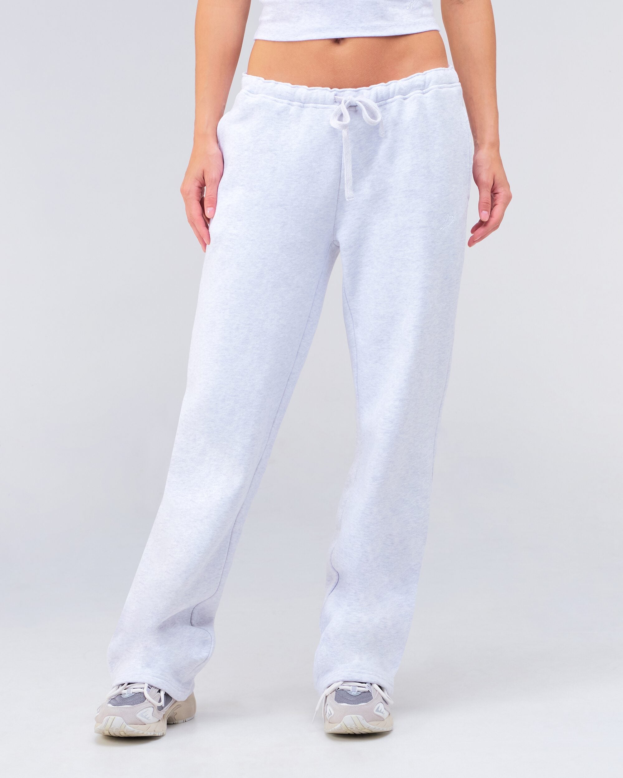 Gia Low-Rise Relaxed Fit Flared Sweatpants in Light Grey Mix - front
