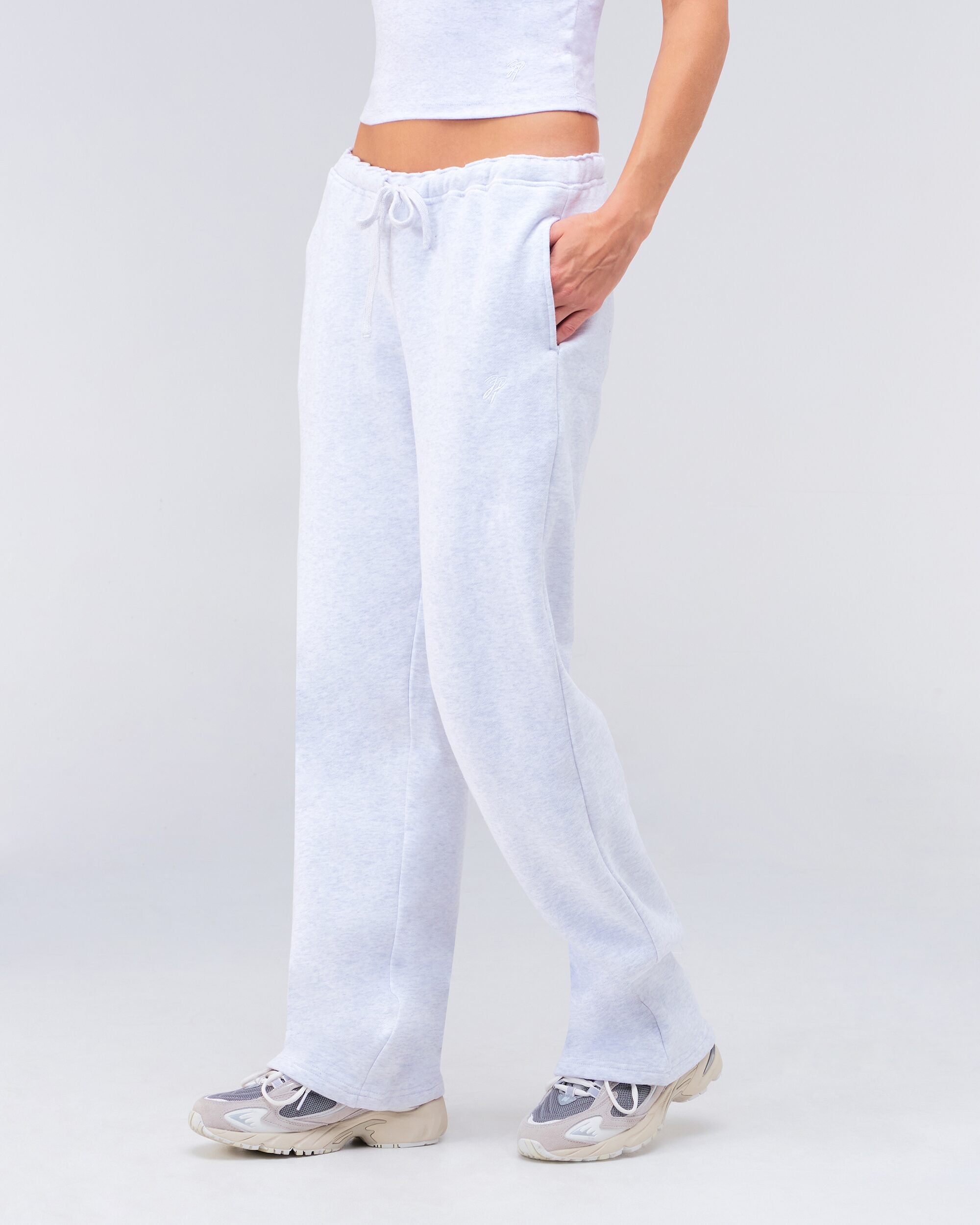 Gia Low-Rise Relaxed Fit Flared Sweatpants in Light Grey Mix - side