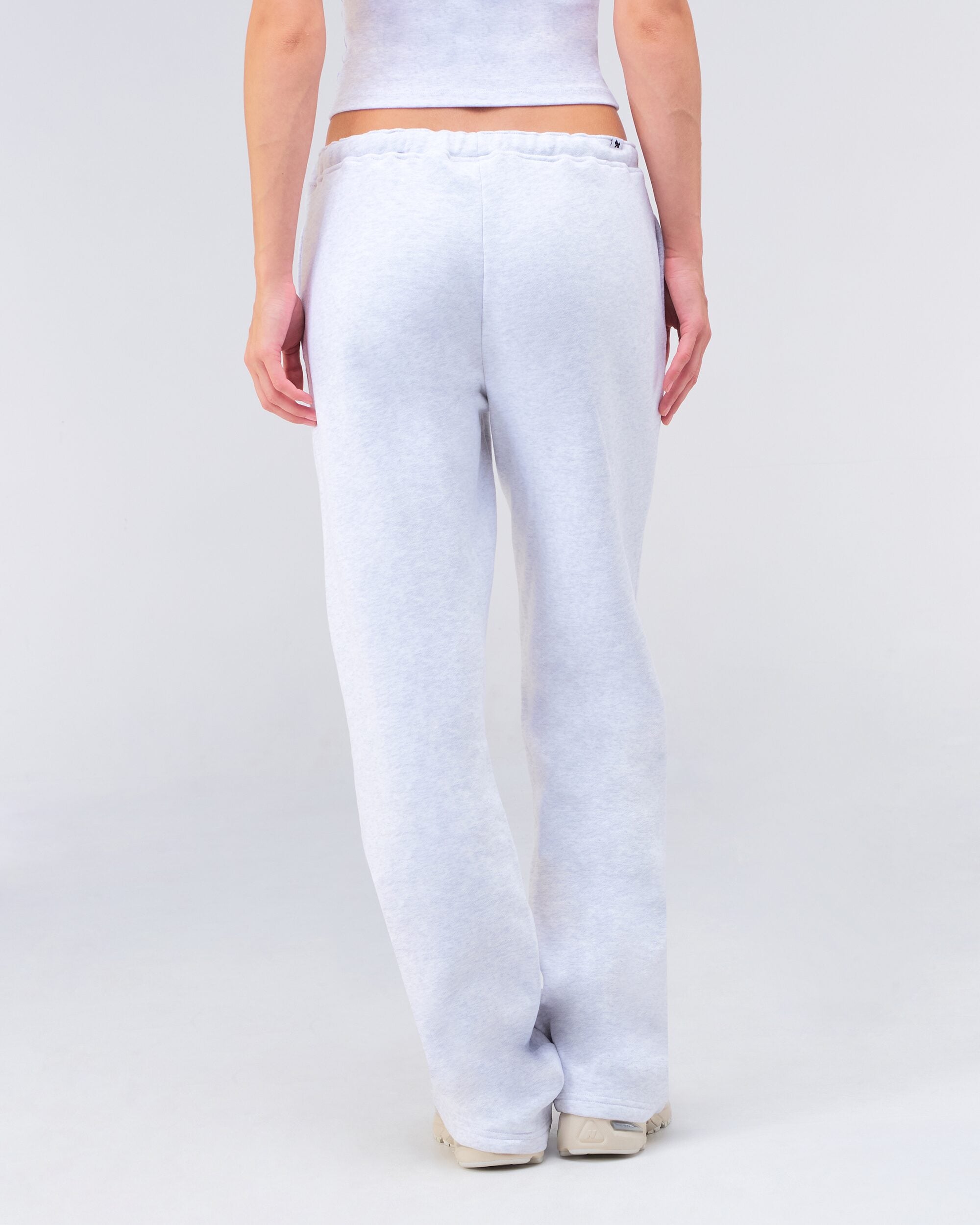 Gia Low-Rise Relaxed Fit Flared Sweatpants in Light Grey Mix - back