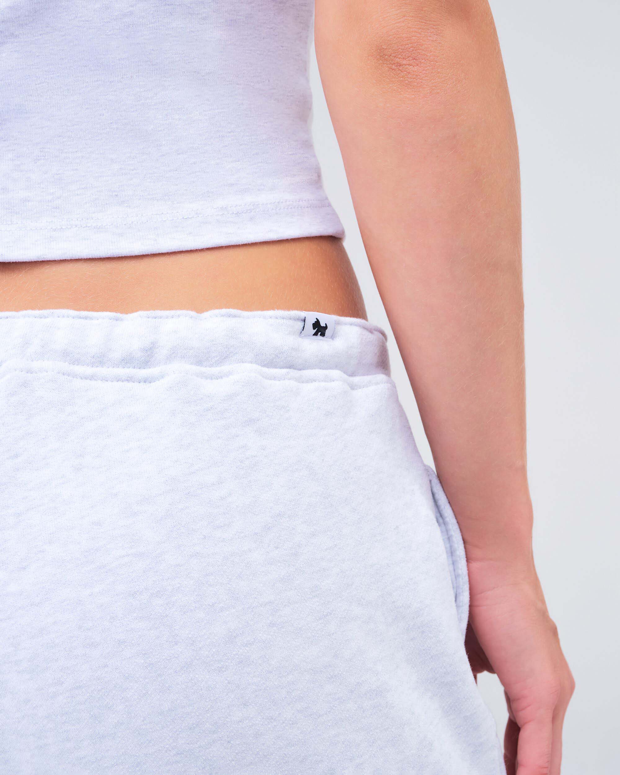 Gia Low-Rise Relaxed Fit Flared Sweatpants in Light Grey Mix - waistband detail