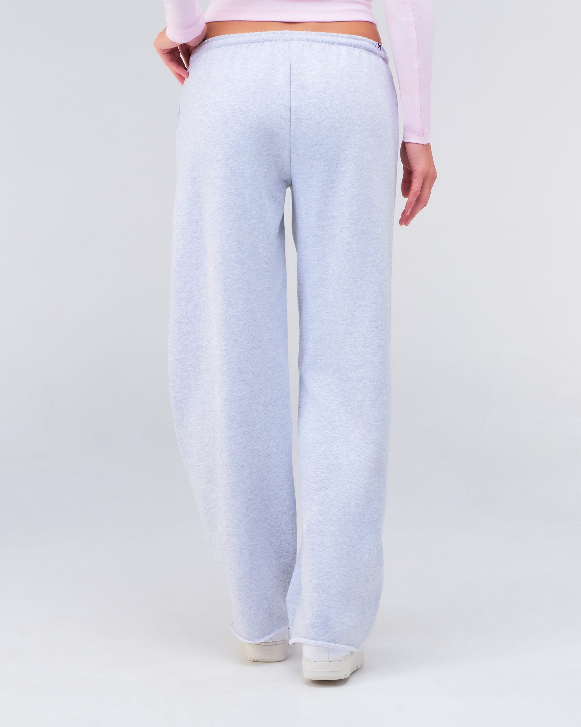 Gracie low-rise oversized flare pants in grey mix, back view