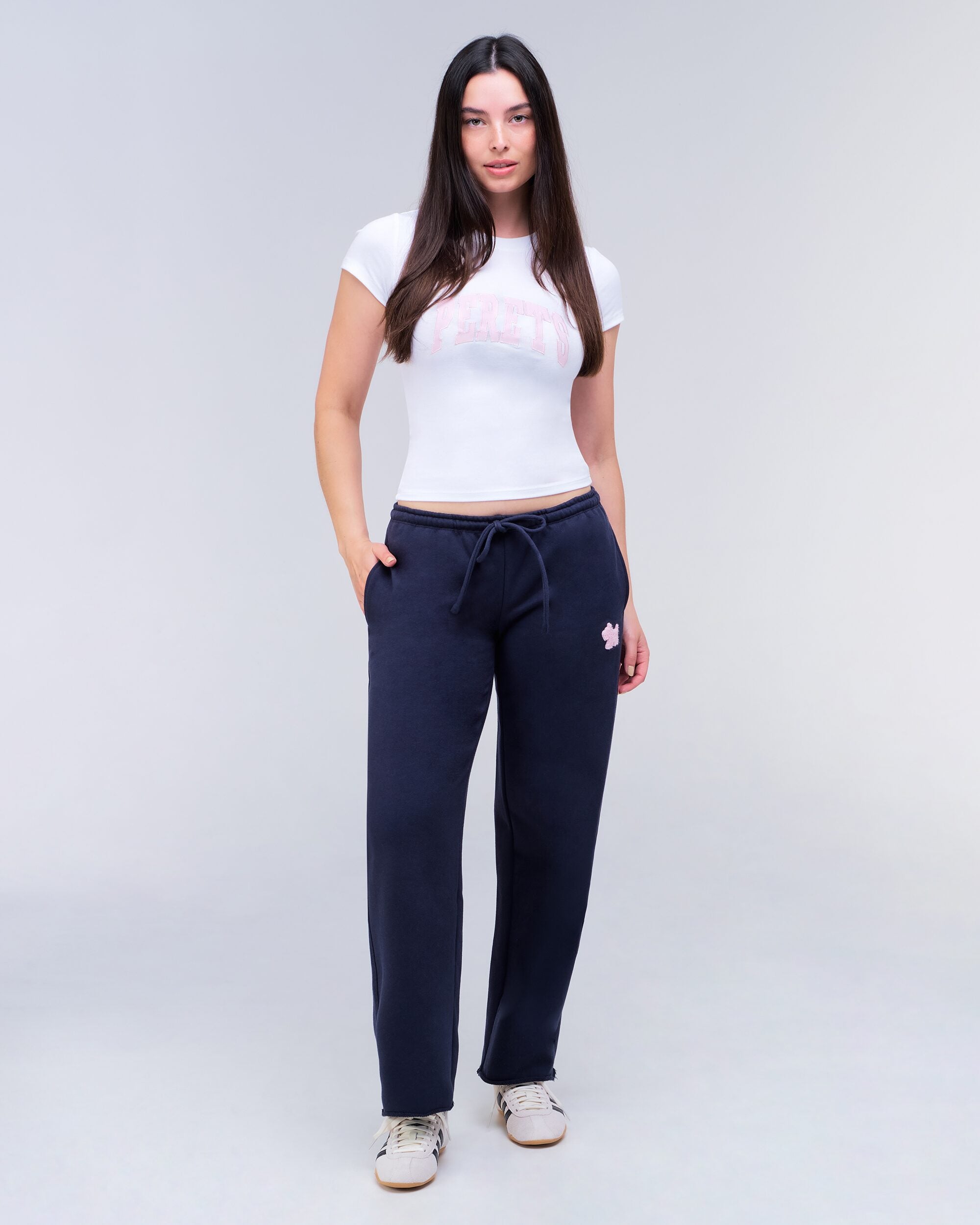 Gracie Low-Rise Oversized Flare Pants in Navy - full look