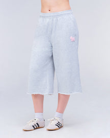 Hadley Cropped Wide-Leg Sweat Culotte in Grey Mix - front