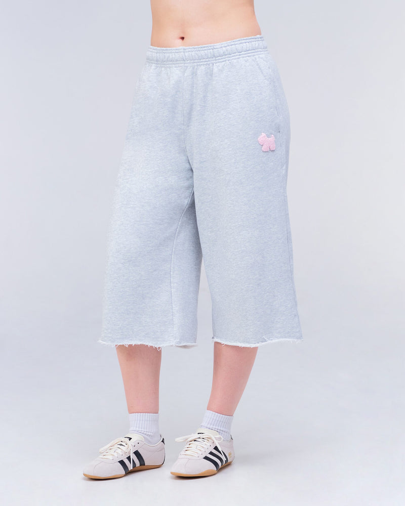 Hadley Cropped Wide-Leg Sweat Culotte in Grey Mix - front