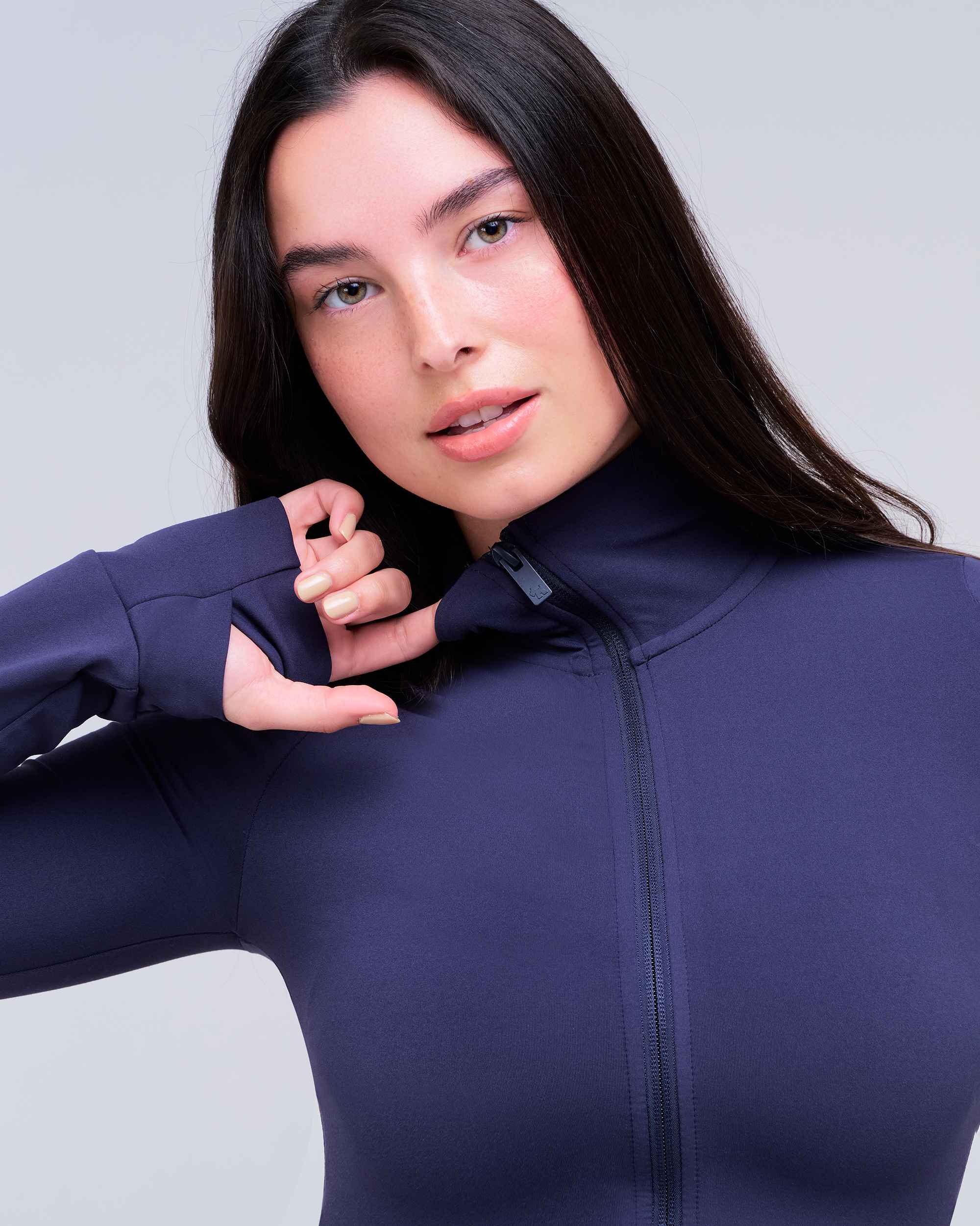 Millie - Fitted Mock Neck Zip-Up Long Sleeve Top