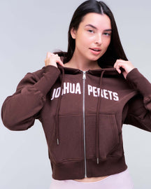 Paige Relaxed-Fit Zip-Up Hoodie in Auburn - front