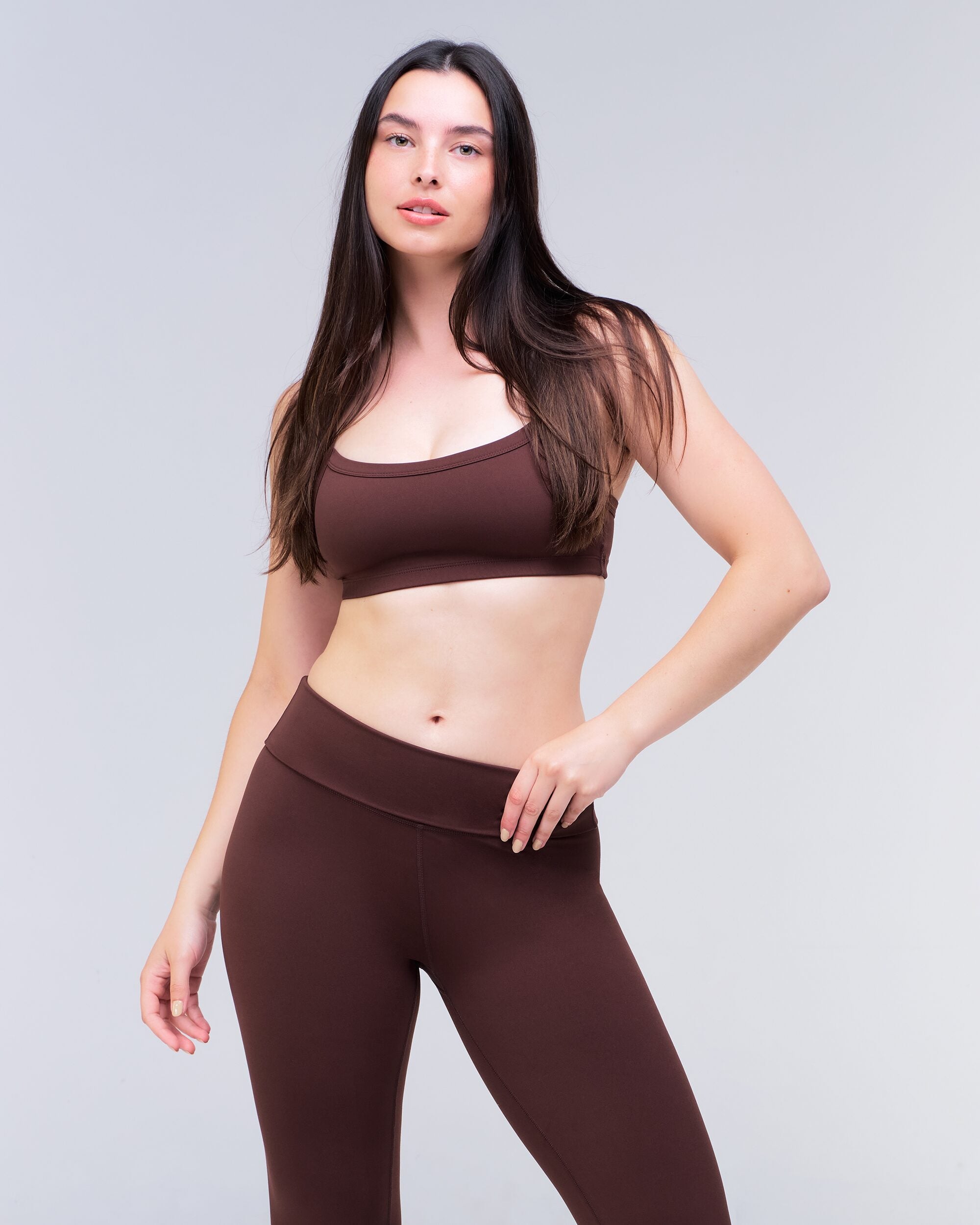 Reyna Fitted Sports Bra in Auburn - full look front