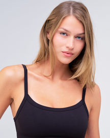 Reyna Fitted Sports Bra in Black - front detail