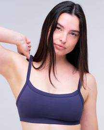 Reyna Fitted Sports Bra in Navy - strap detail