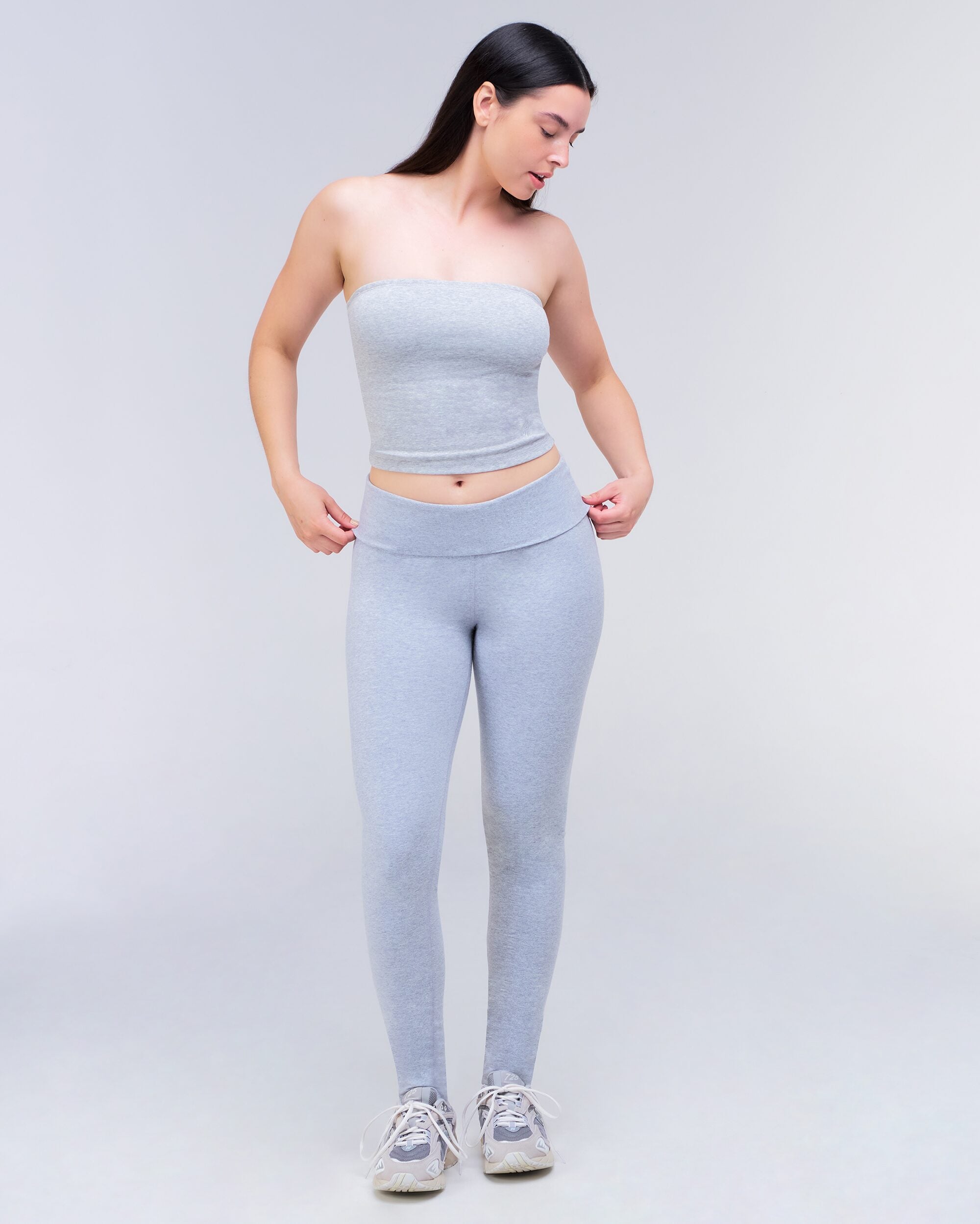 Rona Fitted Tube Top in Grey Mix - front