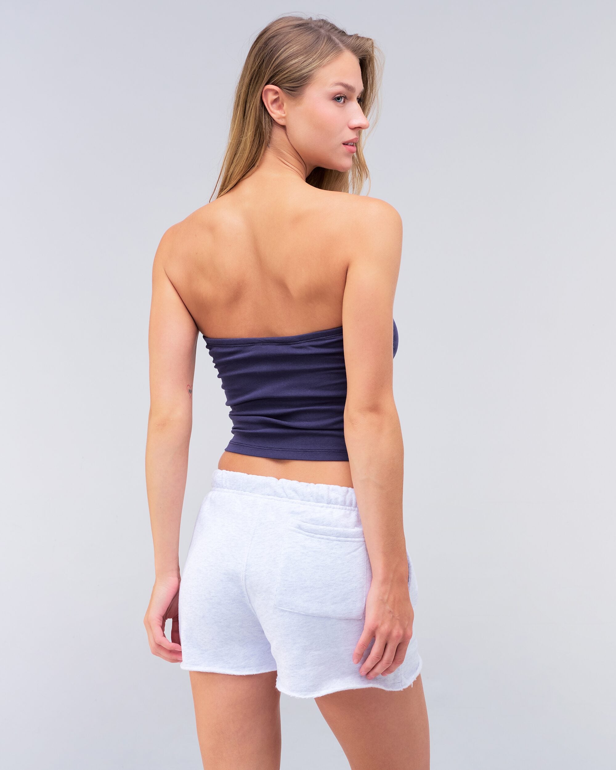 Rona Fitted Tube Top in Navy - back