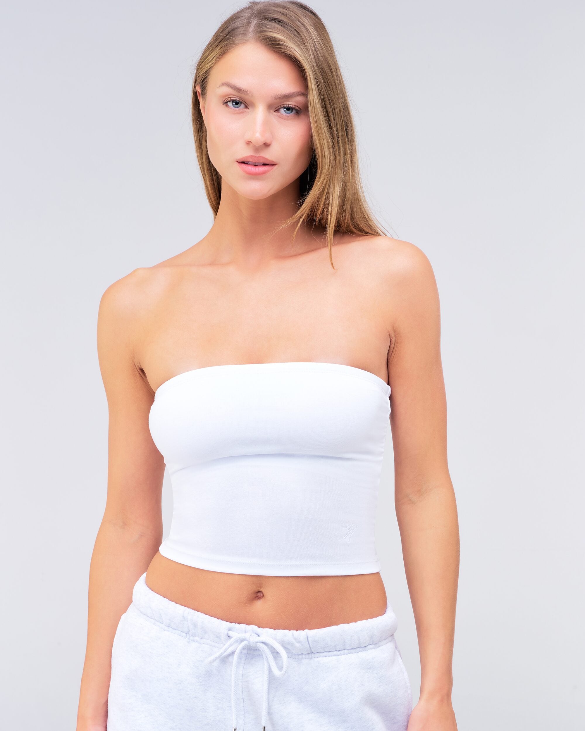 Rona Fitted Tube Top in White - front