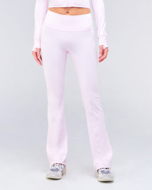 Venus Fitted Flared Leggings in Baby Pink - front