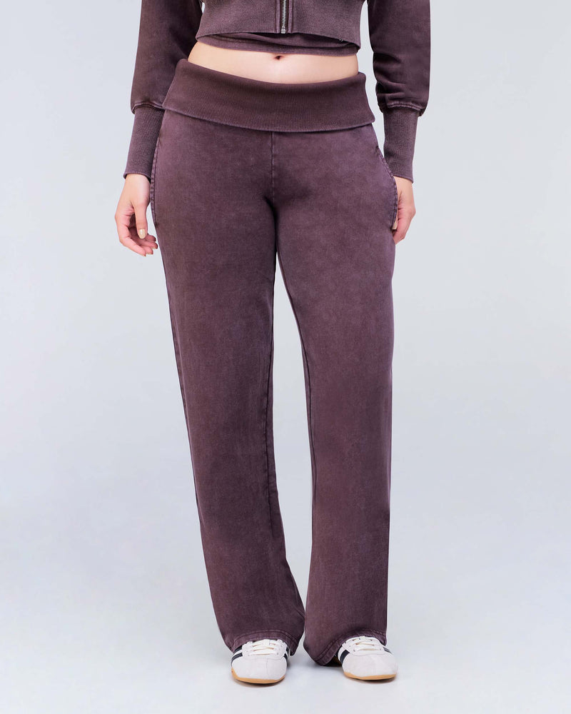 Willow - Low-Rise Loose Fit Pants with Fold-over Waistband