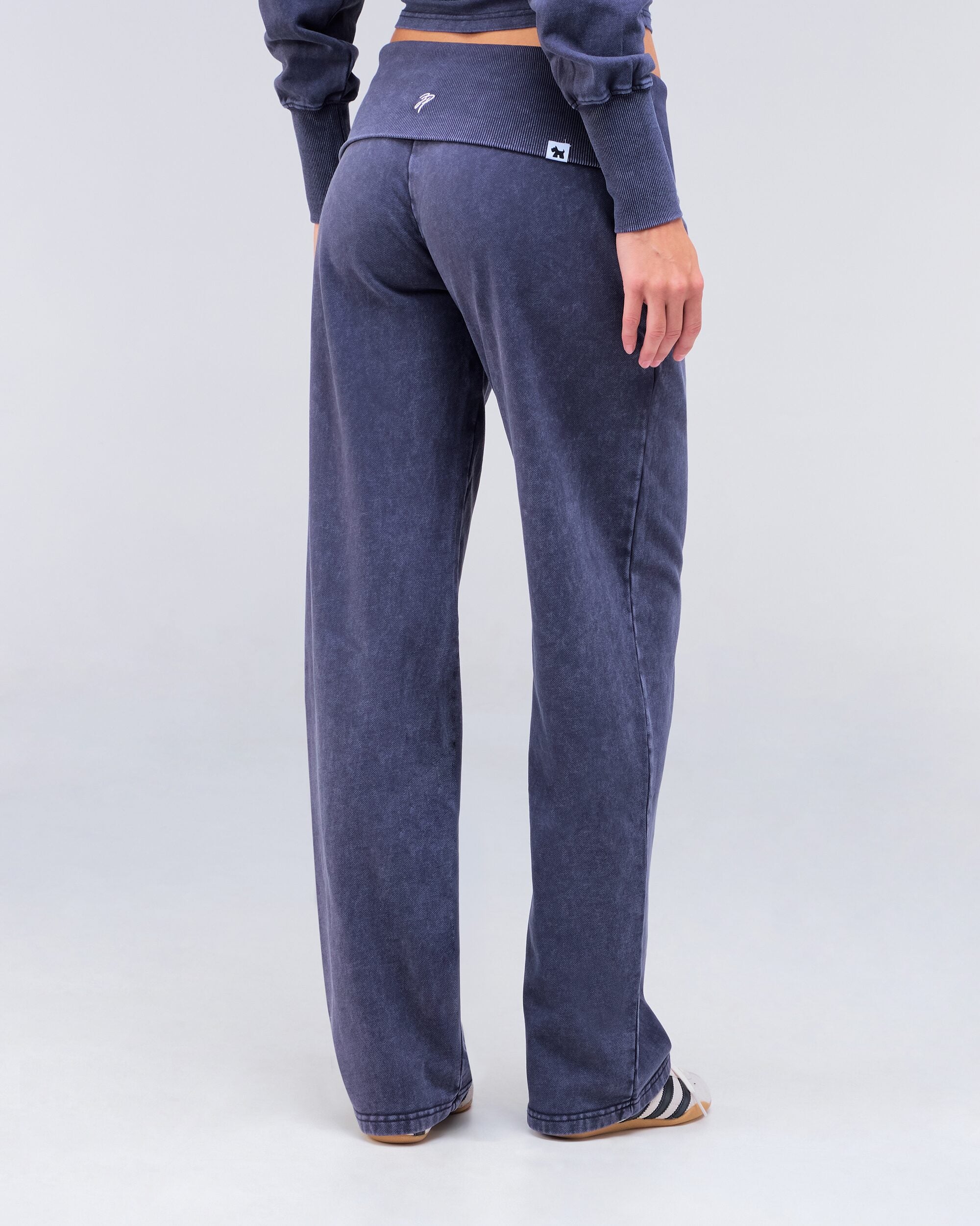Willow Low-Rise Loose Fit Pants with Fold-over Waistband in Vintage Navy - back