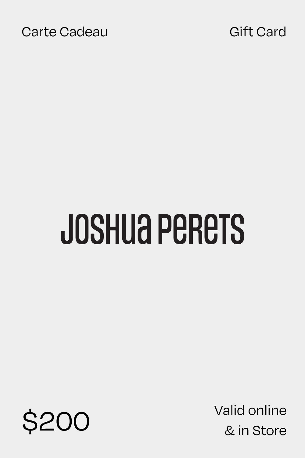 Joshua Perets Gift Card