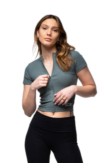Julian - Mock Neck Top with Full Zipper